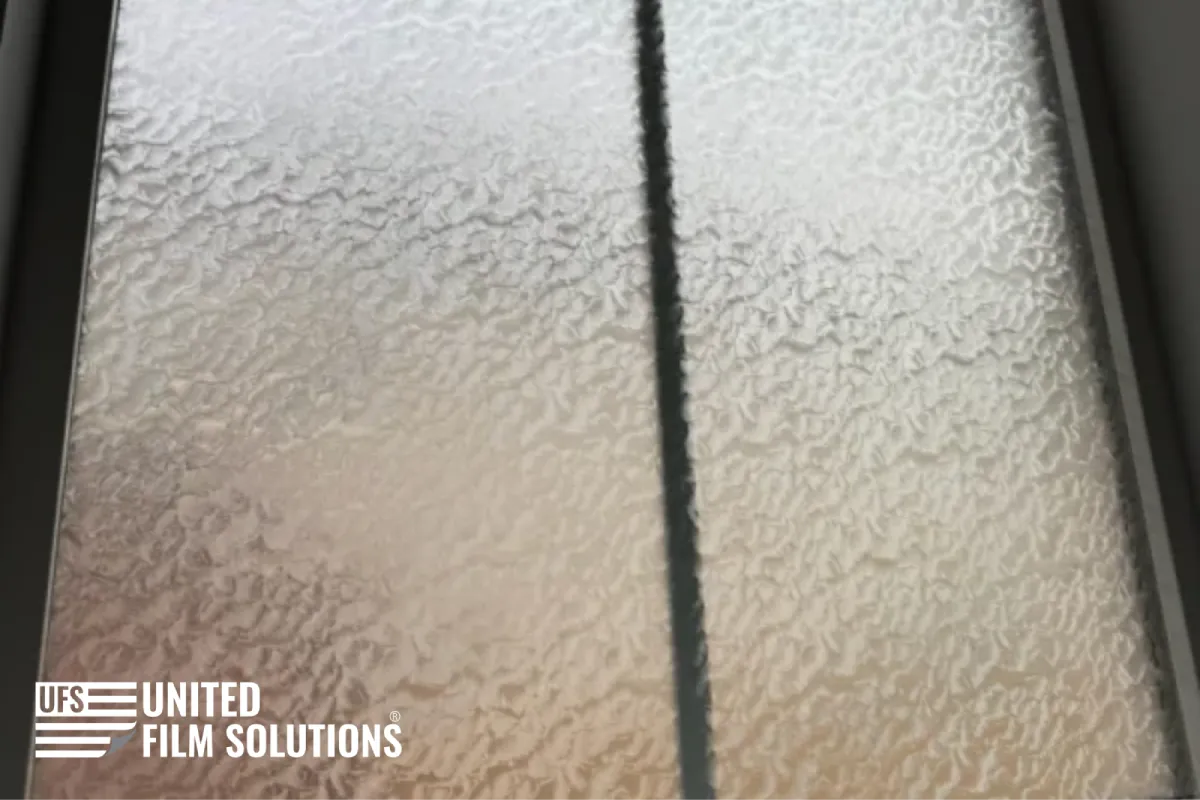 Frosted decorative window film for privacy.